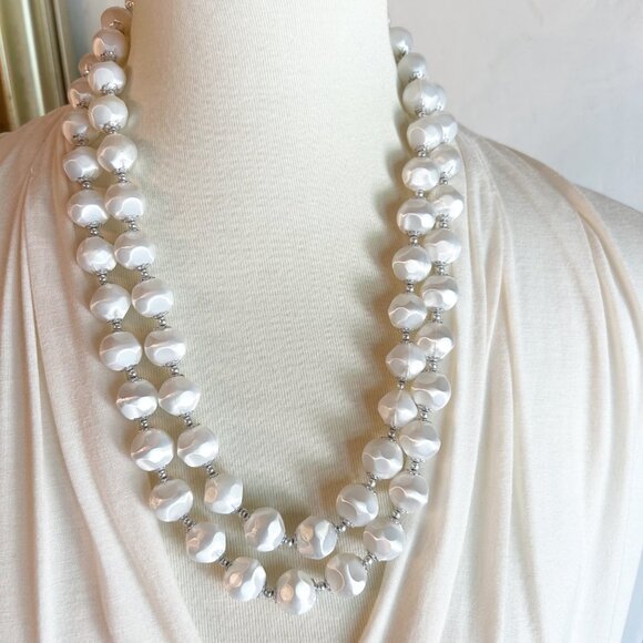 Vintage Double-Strand Faux Satin Pearl Beaded Necklace Made in Japan - Picture 1 of 12